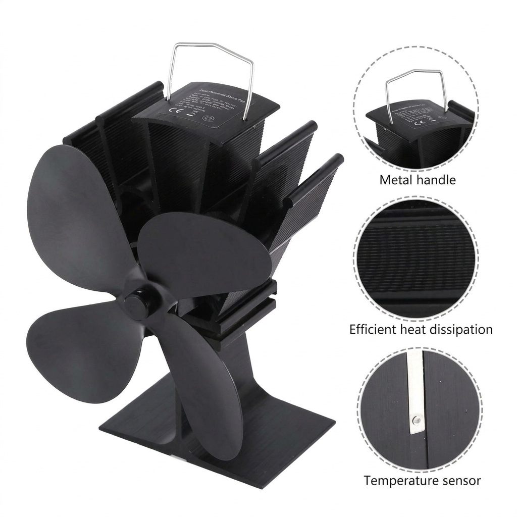 Hendrano™ Heat-Powered Wood Stove Fan, No Electricity Needed