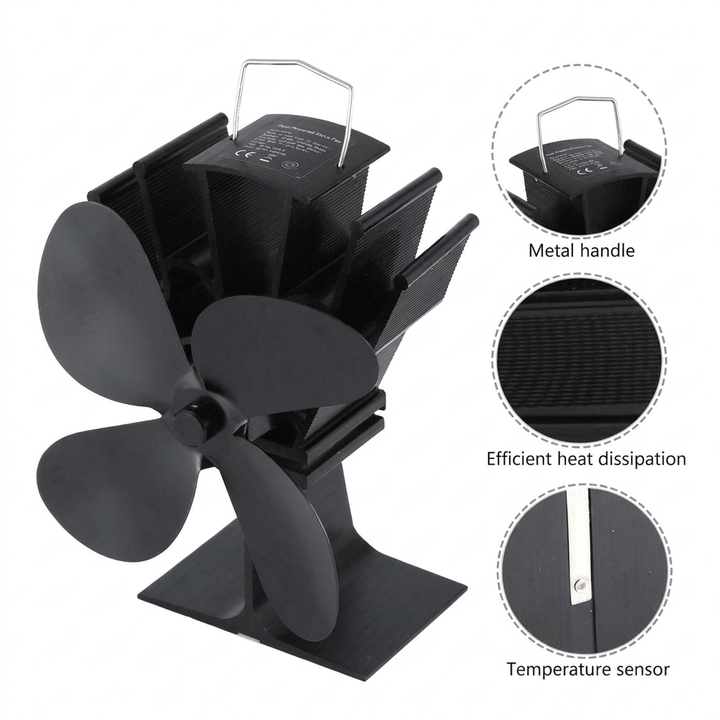 Hendrano™ Heat-Powered Wood Stove Fan, No Electricity Needed