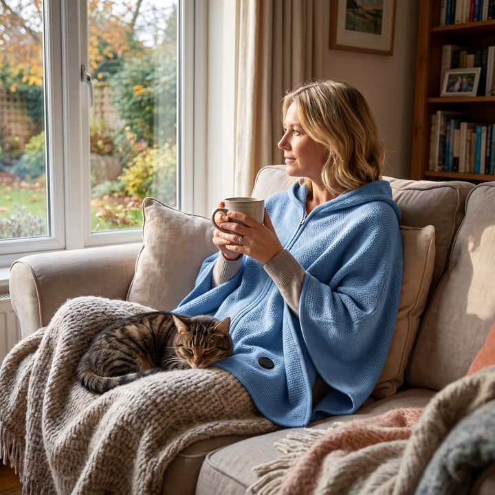 Hendrano™ Hooded USB Heated Shawl with Zipper and 3 Heat Settings