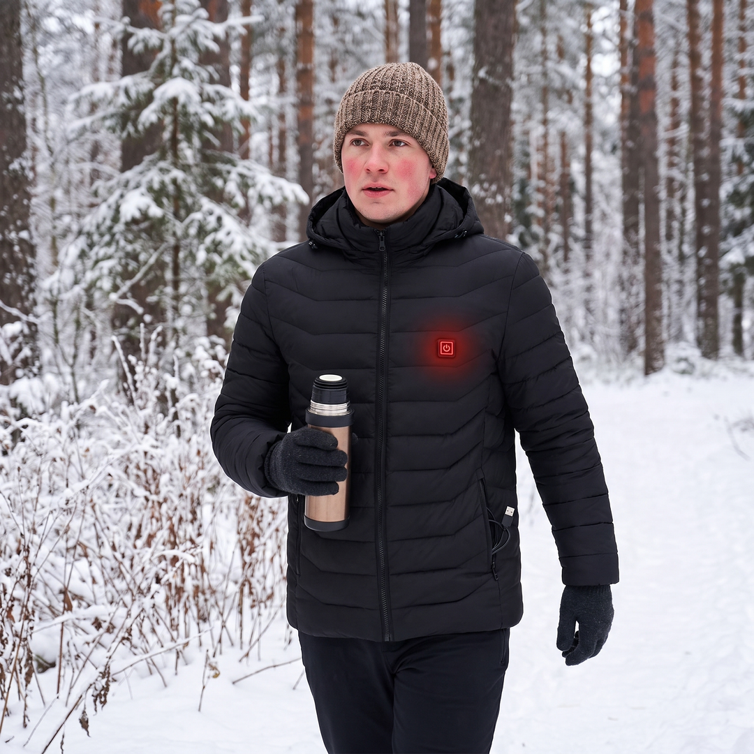 Unisex Heated Jacket with 9 Heat Zones &amp; Detachable Hood – Hendrano™