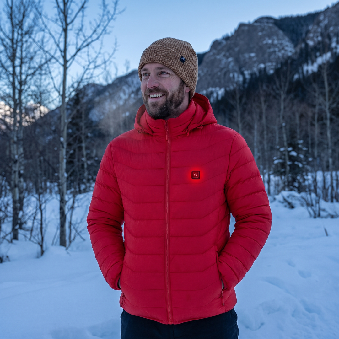 Unisex Heated Jacket with 9 Heat Zones &amp; Detachable Hood – Hendrano™