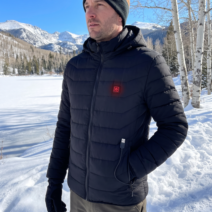 Unisex Heated Jacket with 9 Heat Zones &amp; Detachable Hood – Hendrano™