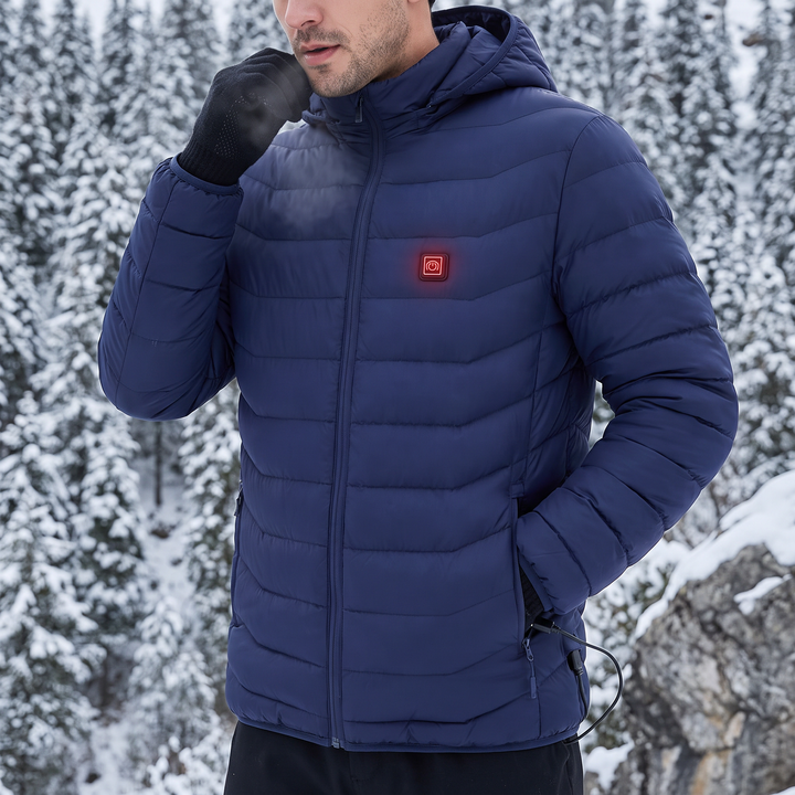 Unisex Heated Jacket with 9 Heat Zones &amp; Detachable Hood – Hendrano™
