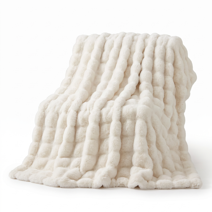 Double-Lined Rabbit Faux Fur Throw with Real Weight