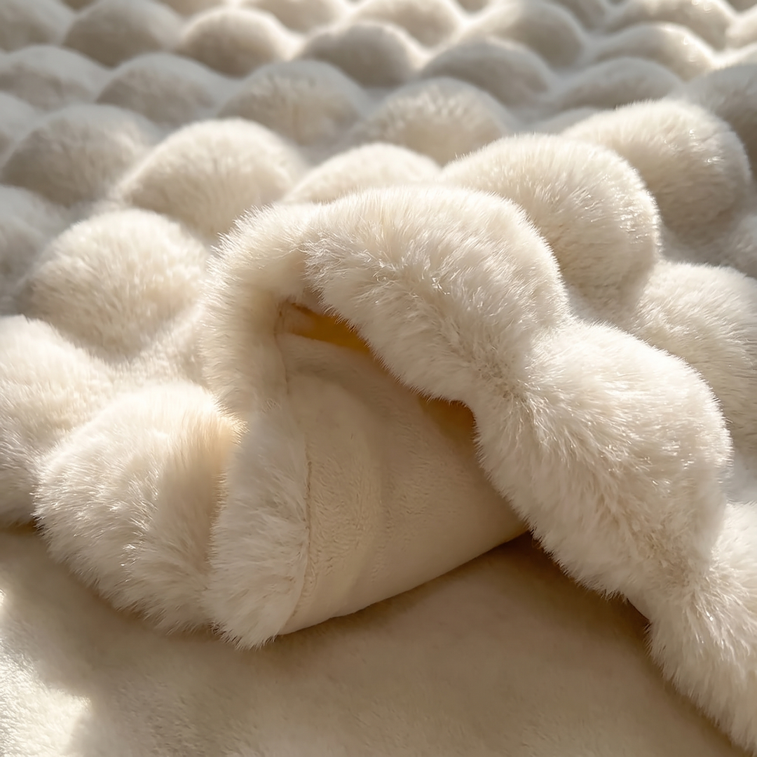 Double-Lined Rabbit Faux Fur Throw with Real Weight
