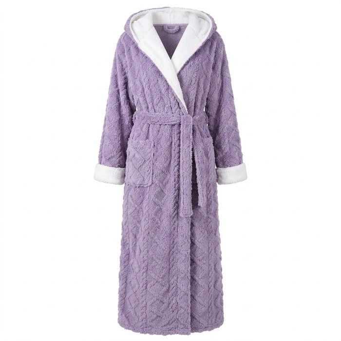 Hendrano™ Long Plush Hooded Robe with Two Large Front Pockets
