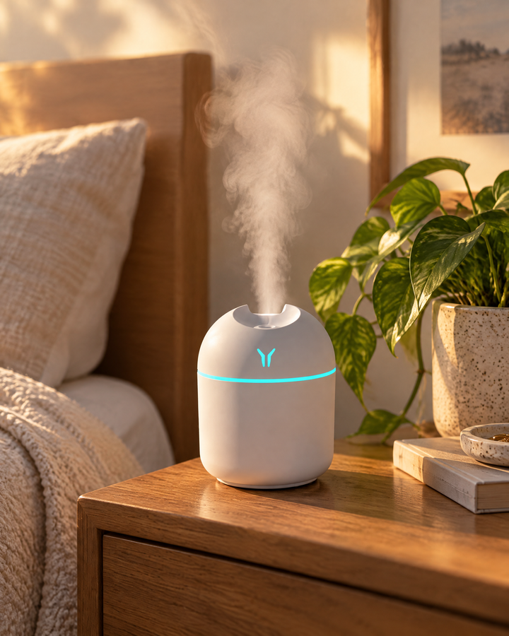Mini USB Cool Mist Humidifier with Color-Changing Night Light