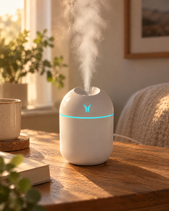 Mini USB Cool Mist Humidifier with Color-Changing Night Light