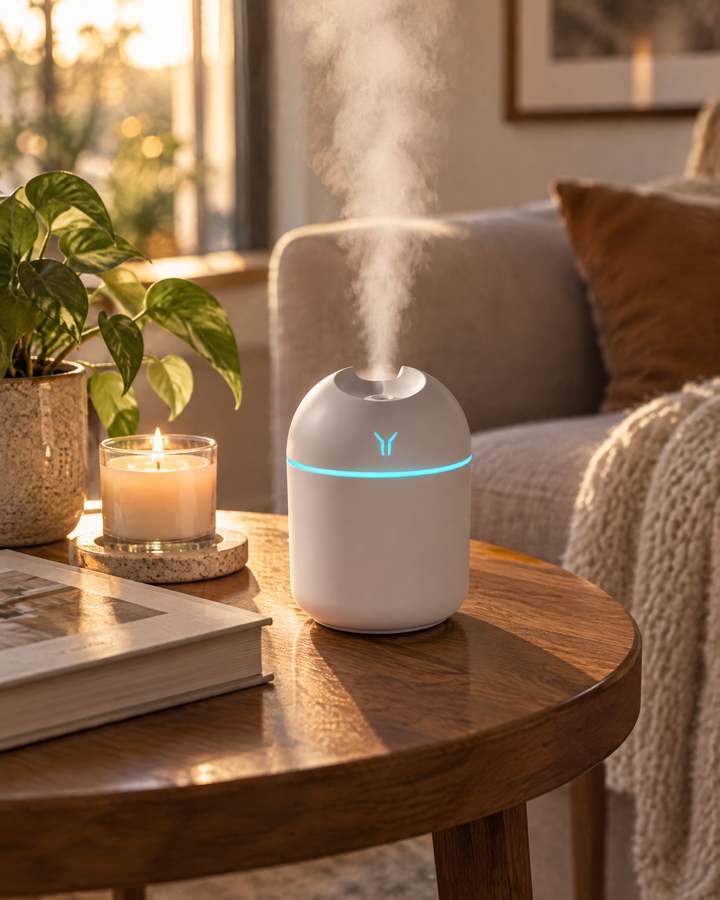 Mini USB Cool Mist Humidifier with Color-Changing Night Light