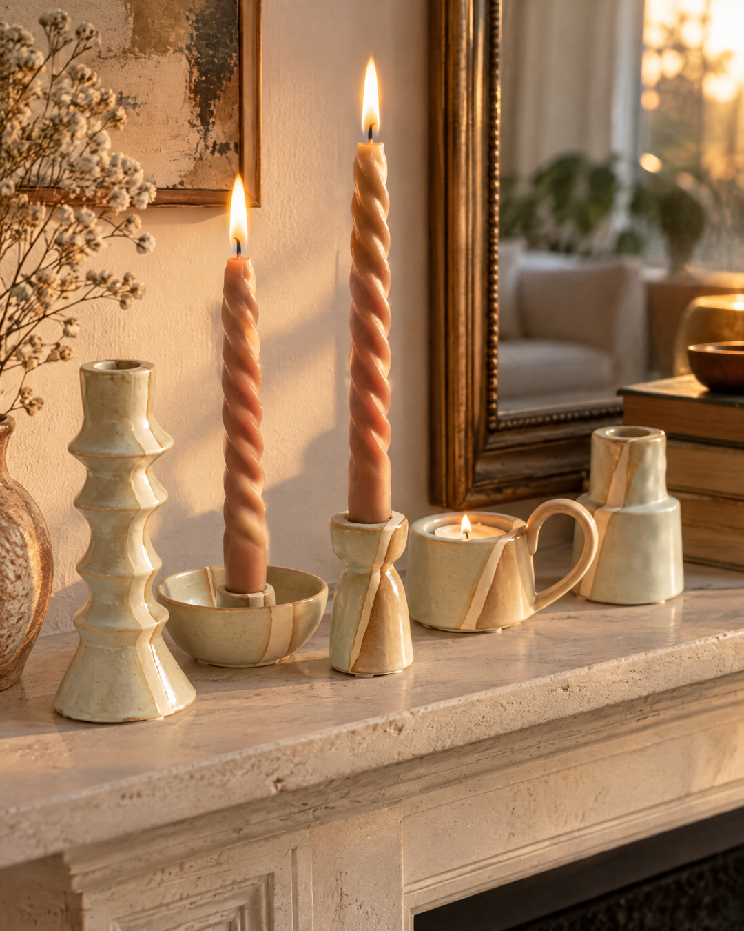 Hendrano™ Ceramic Taper Candle Holders in Modern Nordic Shapes