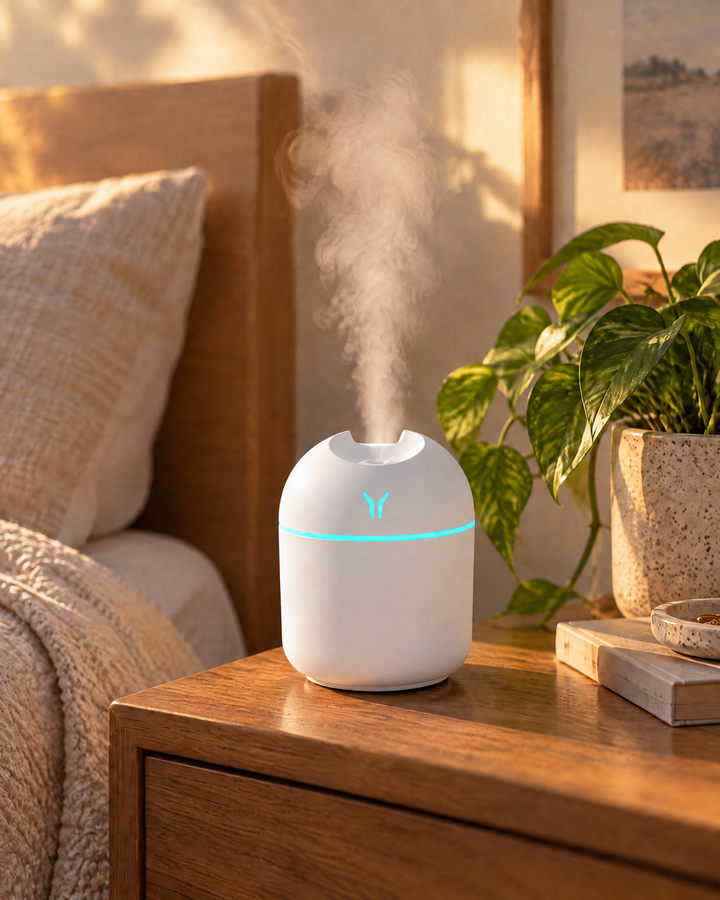 Mini USB Cool Mist Humidifier with Color-Changing Night Light