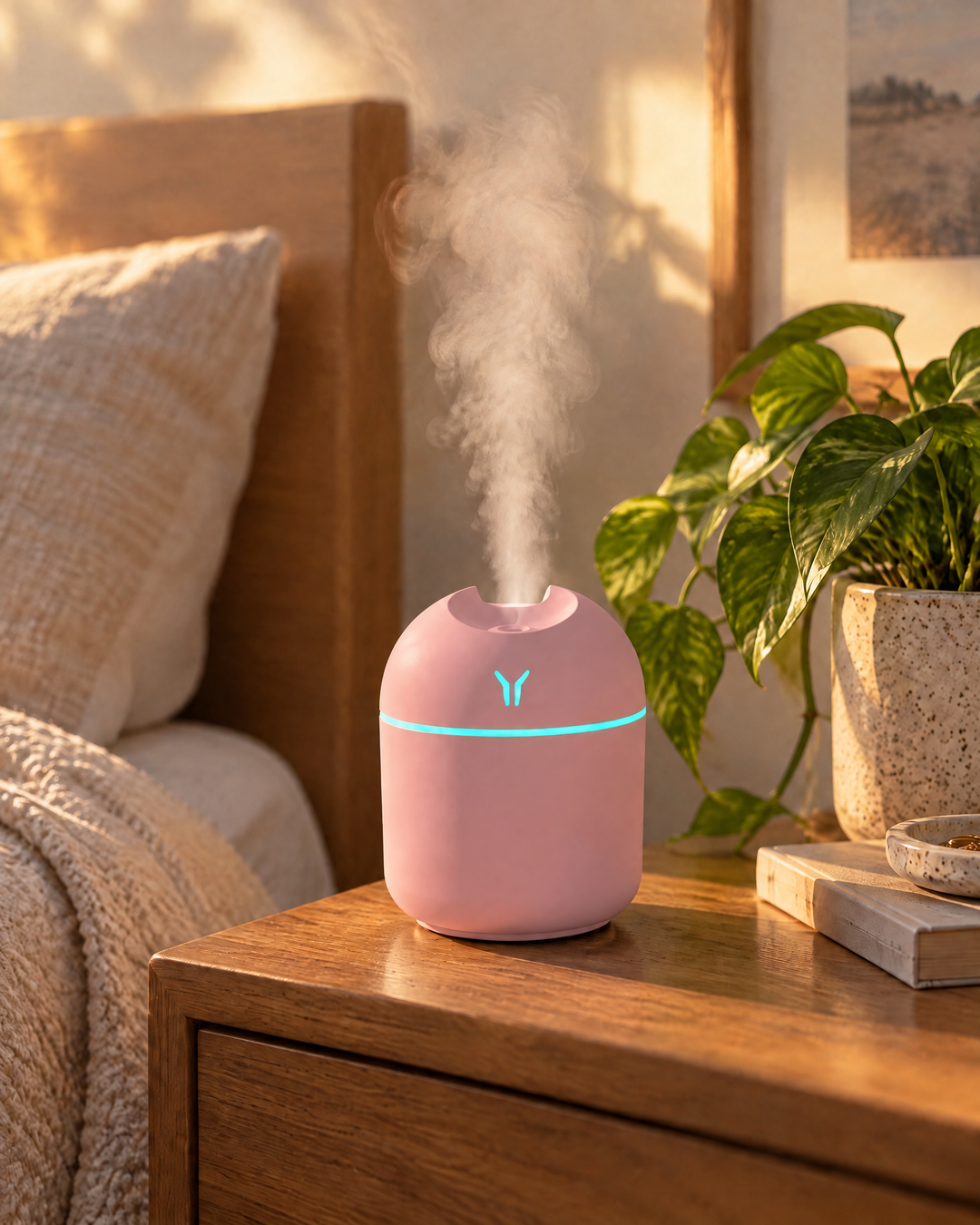 Mini USB Cool Mist Humidifier with Color-Changing Night Light