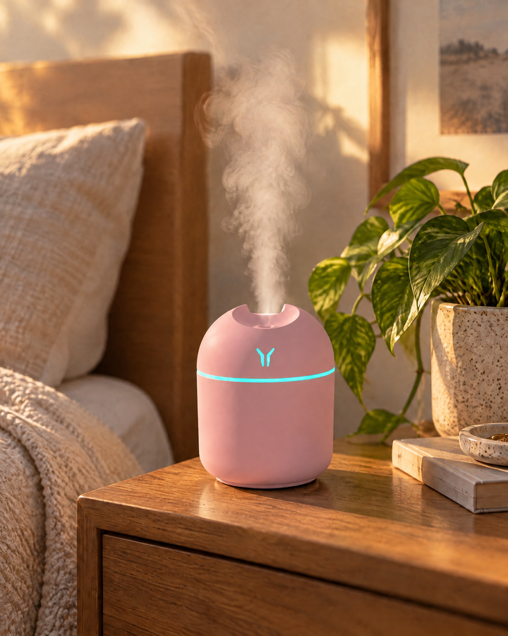 Mini USB Cool Mist Humidifier with Color-Changing Night Light