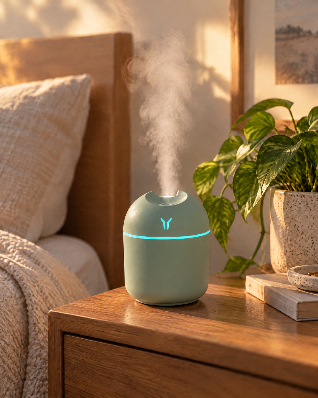 Mini USB Cool Mist Humidifier with Color-Changing Night Light