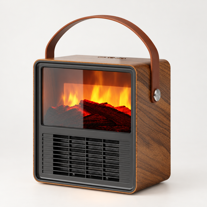 Hendrano Portable Fireplace Heater with Flame Effect and Handle