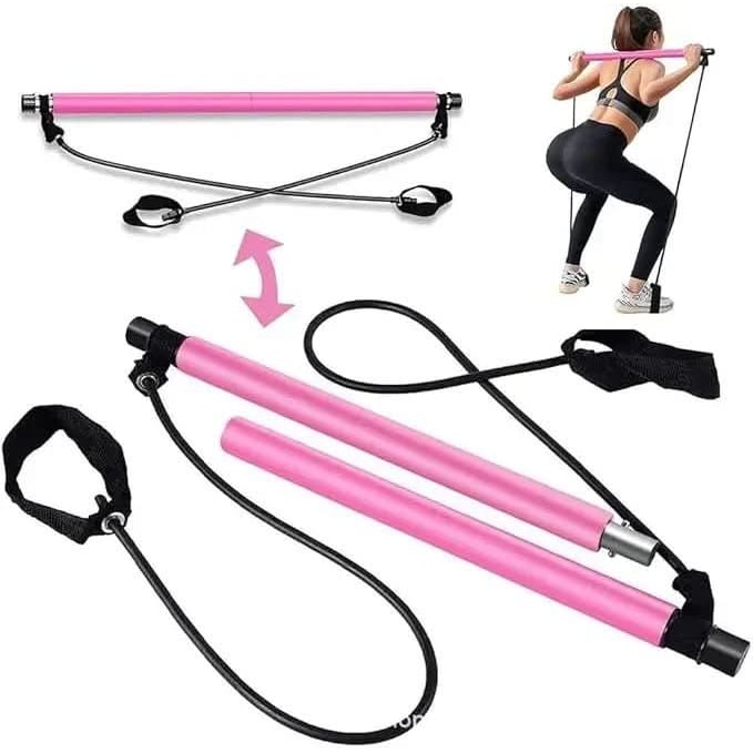 Portable Pilates Bar Kit with Resistance Bands and Foot Loops