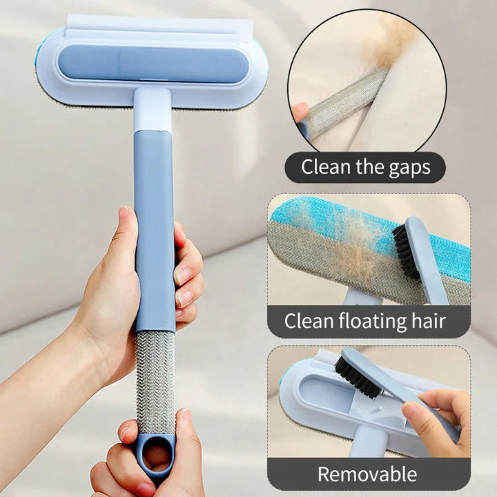 Manual Pet Hair Remover Brush with Long Handle and Scraper Edge
