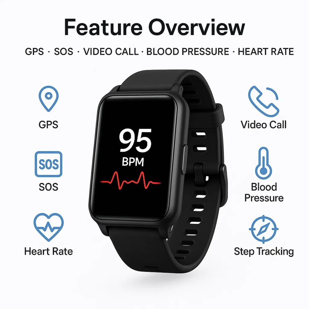Hendrano™ Fall Detection Smartwatch for Seniors with GPS and SOS Calling