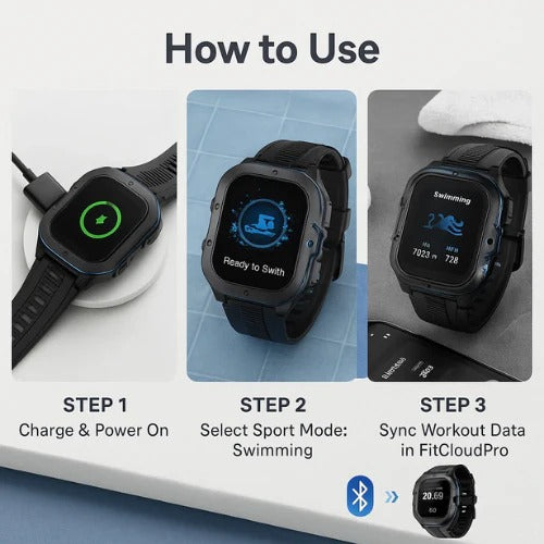 Hendrano™ Waterproof Swim Smartwatch with Built-In Fitness Tracker