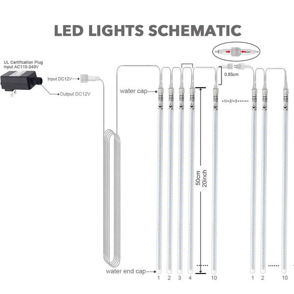 Hendrano™ LED Icicle Lights with Falling Snow Effect, 8 Tubes