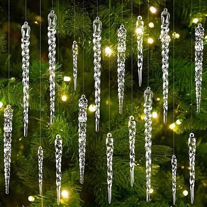Hendrano™ Clear Shatter-Resistant Icicle Ornament Set for Christmas Trees