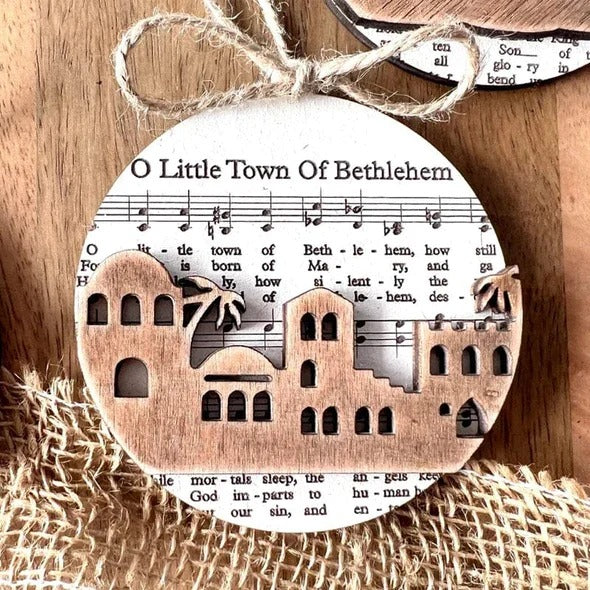 Hendrano™ Nativity Carol Music Sheet Ornaments with Layered Cut-Out Design
