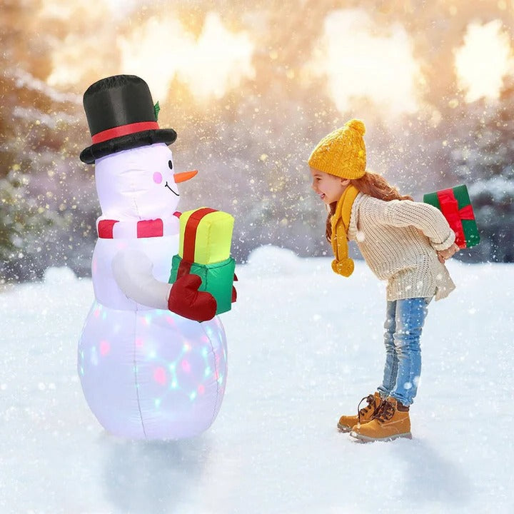 Hendrano™ 5 ft Inflatable Snowman with Rotating LED Lights
