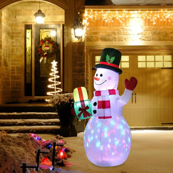 Hendrano™ 5 ft Inflatable Snowman with Rotating LED Lights