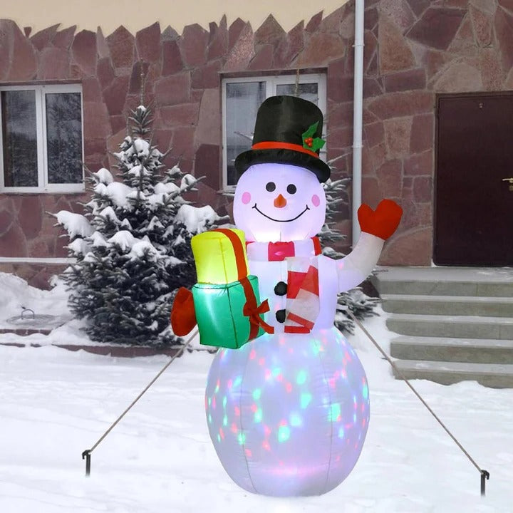 Hendrano™ 5 ft Inflatable Snowman with Rotating LED Lights