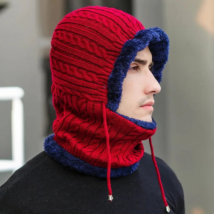 Hendrano™ Fleece-Lined Knit Balaclava Hat with Built-In Scarf