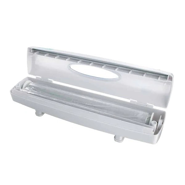 Food Wrap Dispenser with Built-In Cutter for Plastic Wrap and Foil