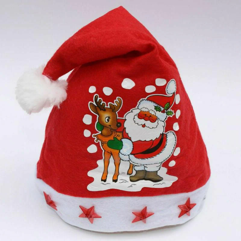 Hendrano™ Light-Up Santa Hat with Color-Changing LED Reindeer and Snowman