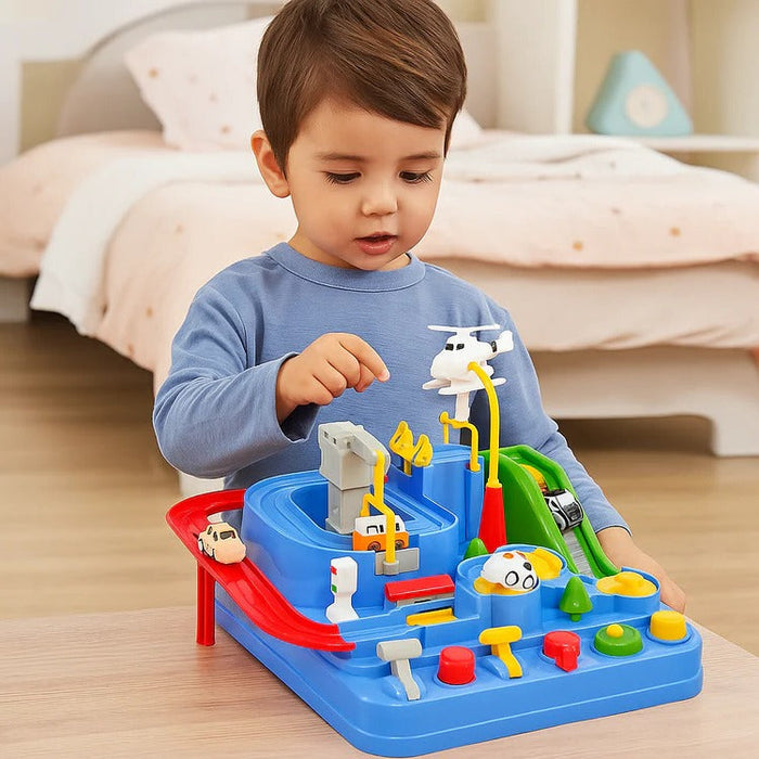 Hendrano™ Mechanical Car Track Game with Levers, Buttons and Ramps