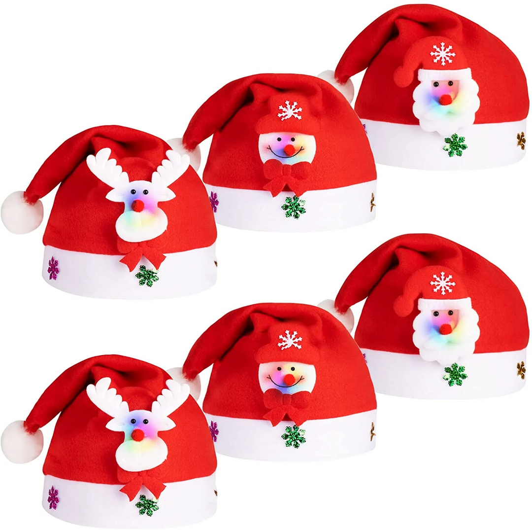 Hendrano™ Light-Up Santa Hat with Color-Changing LED Reindeer and Snowman