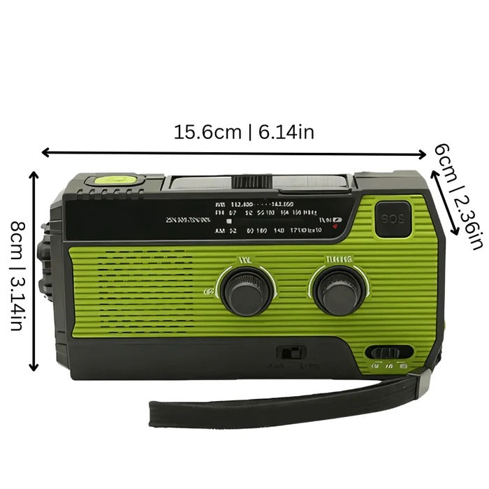 Hendrano™ Emergency Radio with Hand Crank, Solar Power and Flashlight