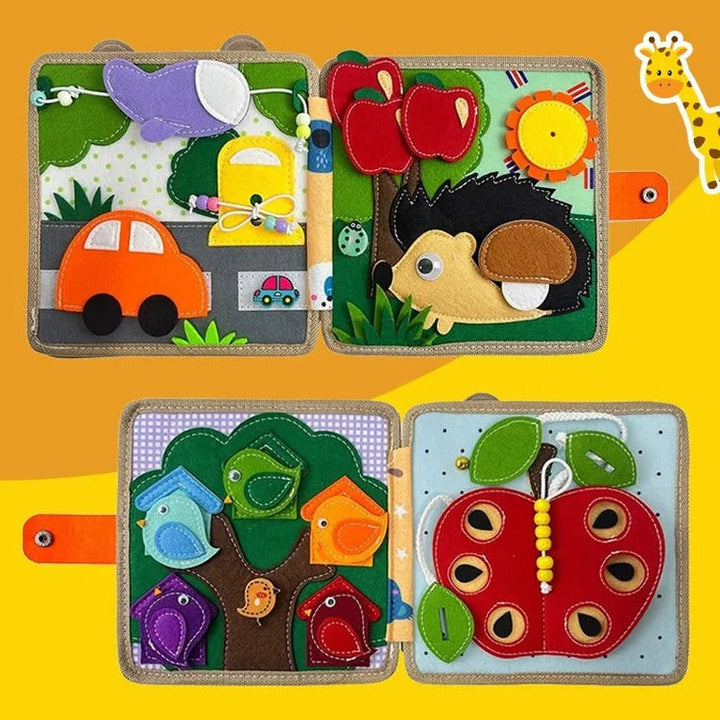 Hendrano™ Sensory Busy Book for Toddlers with Buttons, Zippers and Tabs