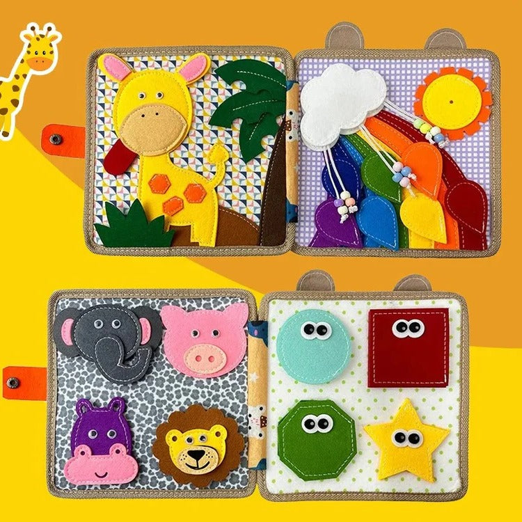 Hendrano™ Sensory Busy Book for Toddlers with Buttons, Zippers and Tabs