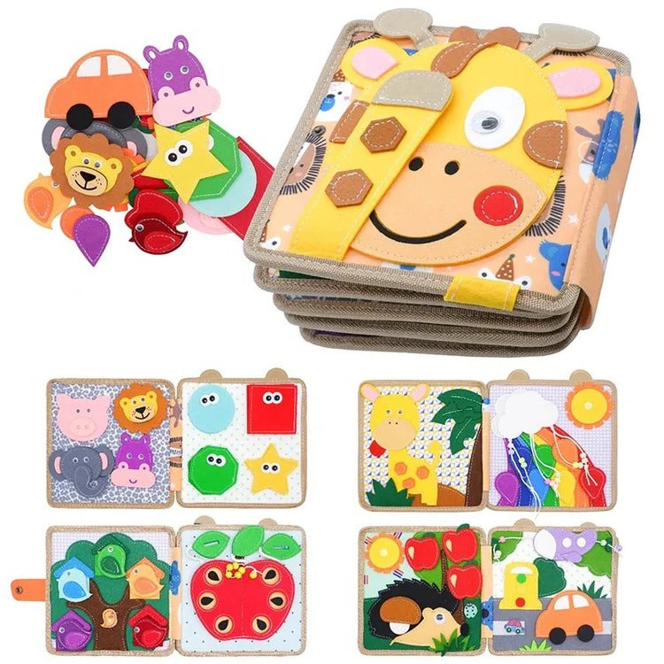 Hendrano™ Sensory Busy Book for Toddlers with Buttons, Zippers and Tabs