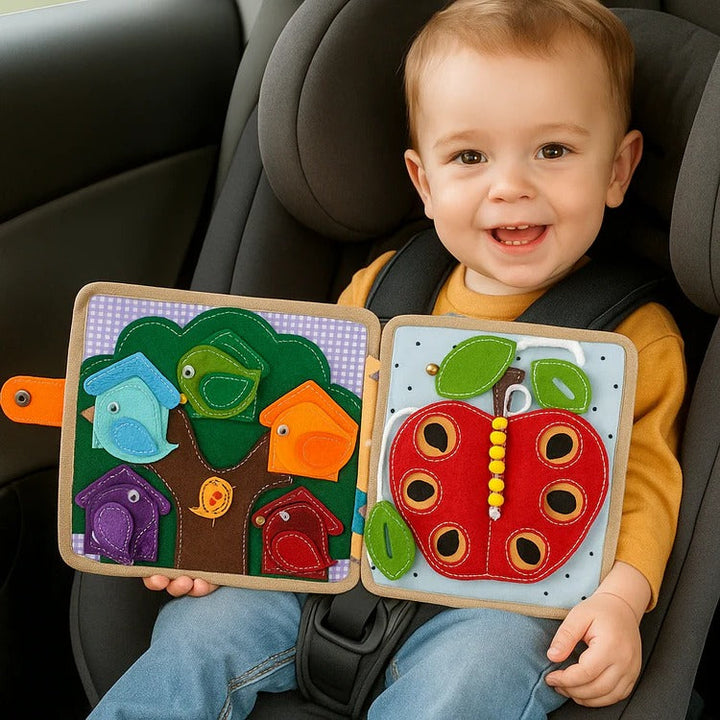 Hendrano™ Sensory Busy Book for Toddlers with Buttons, Zippers and Tabs