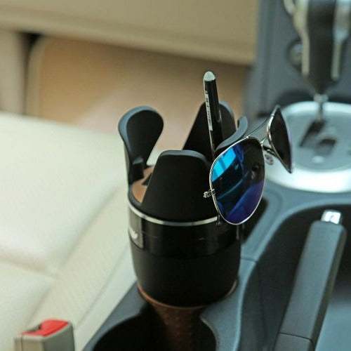 Car Cup Holder Organizer with Anti-Slip Phone Pad