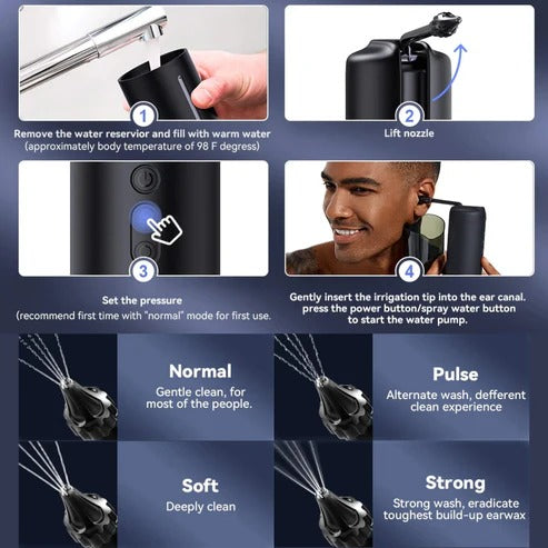 Rechargeable Ear Cleaning Irrigation Tool with 3 Pressure Settings