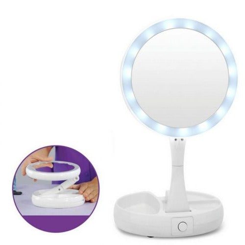 Hendrano™ Foldable LED Vanity Mirror with 10x Magnification and 3 Light Modes