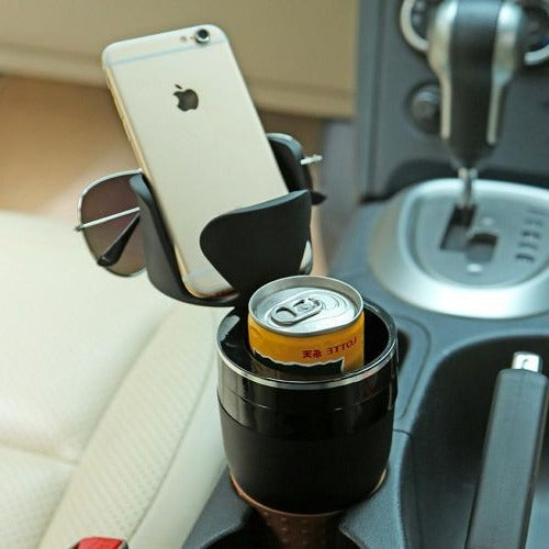 Car Cup Holder Organizer with Anti-Slip Phone Pad