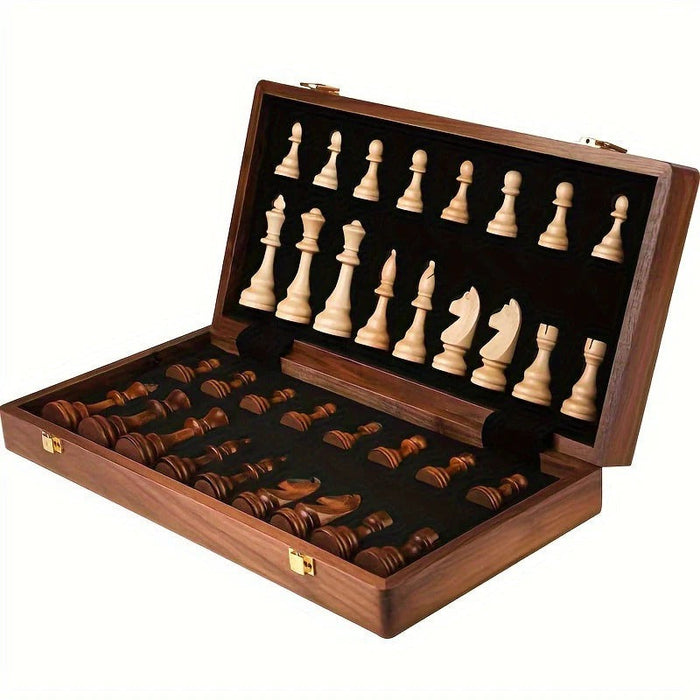 Hendrano™ Wooden Chess Set with 34 Pieces Including Two Extra Figures