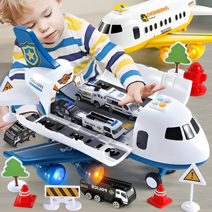 XL Airplane Toy Set with Cars, Crane and Road Signs, 20 Pieces