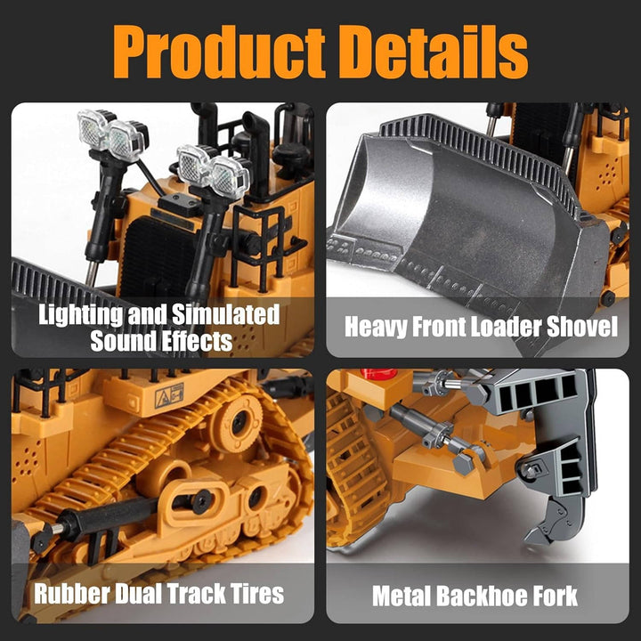 Remote Control Excavator with Metal Tools and 360° Rotation