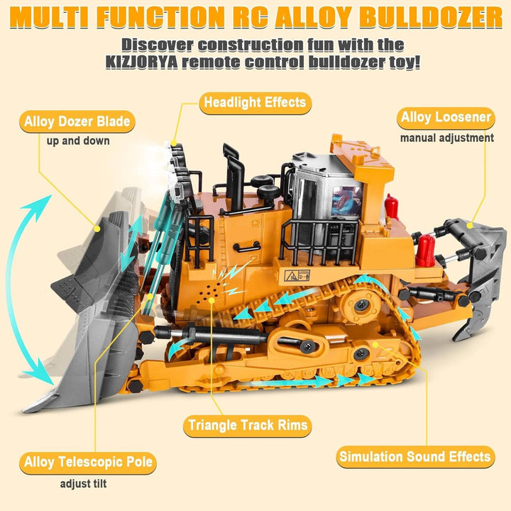 Remote Control Excavator with Metal Tools and 360° Rotation