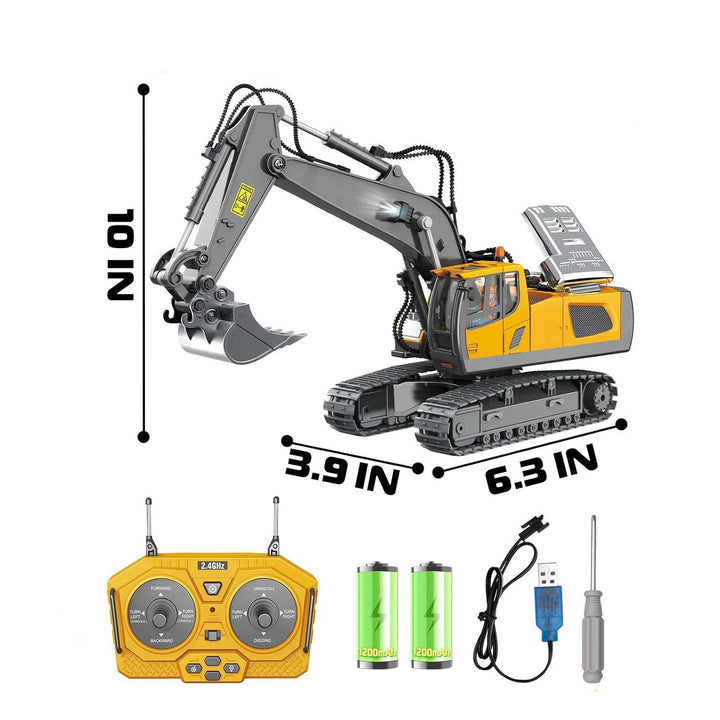 Remote Control Excavator with Metal Tools and 360° Rotation