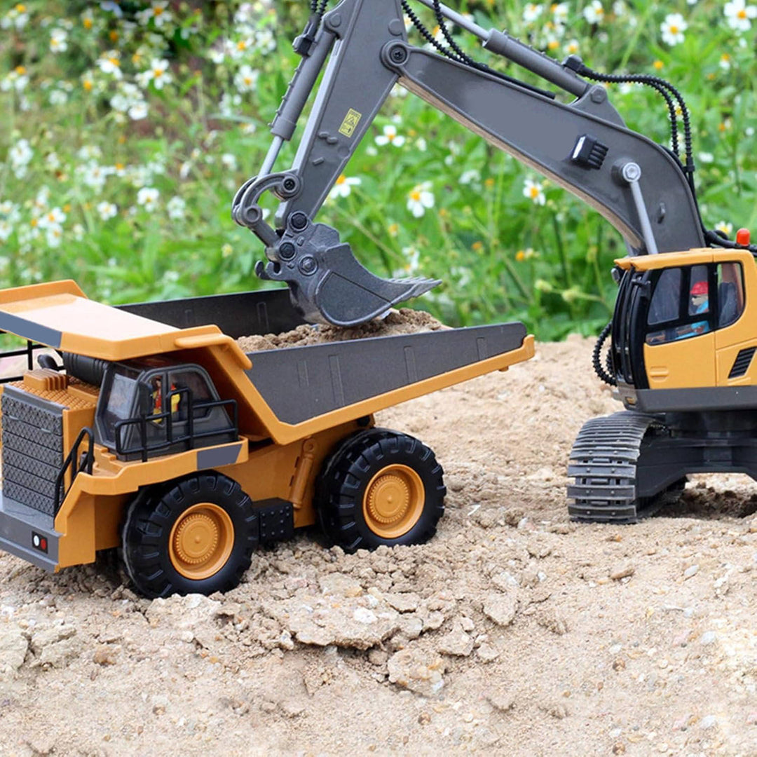 Remote Control Excavator with Metal Tools and 360° Rotation