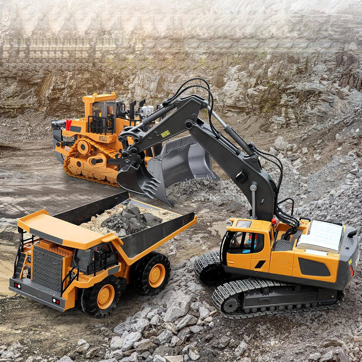 Remote Control Excavator with Metal Tools and 360° Rotation
